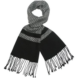 Dahlia Mens Winter Scarf - Wool Blend, Cashmere Feel, Luxurious Checkered & Striped