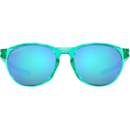 Oakley Mens OO9126F Reedmace Low Bridge Fit Round Sunglasses, Transparent Celeste/Prizm Sapphire Polarized, 54 mm