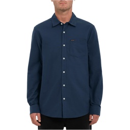 Volcom Mens Veeco Oxford Long Sleeve Button Down Shirt, Navy
