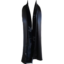 JJ Collection JennyJames Luxury Silk Base Burn-out Velvet Scarf Pure Silk Lining Solid Black, 70 L x 13 W