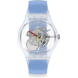 Swatch CLEARLY BLUE STRIPED Unisex Watch (Model: SUOK156)
