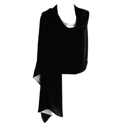JJ Collection Luxury Silk Base Velvet Stole,Pure Silk Lining,78 LX20 W, Black and White