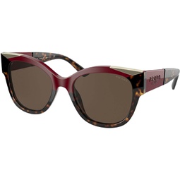 Prada PR 02WS 07C0D1 Maroon/Havana Plastic Square Sunglasses Brown Lens