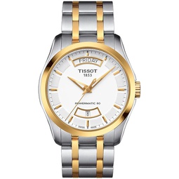 Tissot Mens Couturier 316L Stainless Steel case with Yellow Gold PVD Coating Swiss Automatic Watch, Grey, Stainless Steel, 22 (T0354072201101)