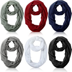 Handepo 6 Pcs Women Soft Lightweight Infinity Scarf, Solid Color Circle Loop Scarf Neck Scarf for Women Girls, 6 Colors