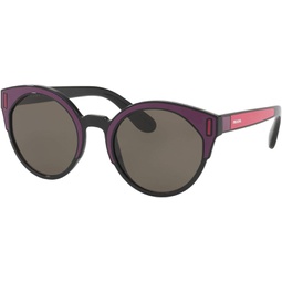 Prada PR 03US SSA5S2 Black Plastic Cat-Eye Sunglasses Brown Lens