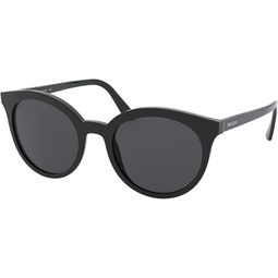 Prada PR02XS 1AB5S0 Black PR02XS Round Sunglasses Lens Category 3 Size 53mm