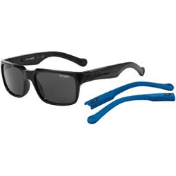 ARNETTE D-Street AN4211-02 Sunglasses, Plastic/Gloss Black/Fuzzy Blue Frame 55mm