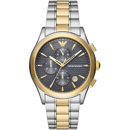 Emporio Armani Mens Stainless Steel Chronograph Dress Watch with Steel or Leather Band