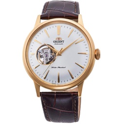 Orient Bambino Open Heart Japanese Automatic Stainless Steel and Leather Dress Watch, Gold, Default Title, Strap