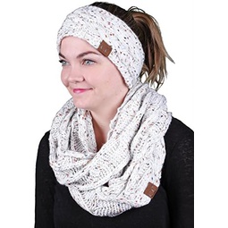 Funky Junque Cable Knit Fuzzy Lined Headwrap with Matching Infinity Scarf