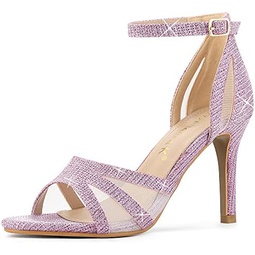 Allegra K Womens Glitter Ankle Strap Stiletto Heels Sandals