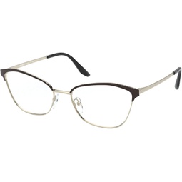 Prada PR 62XV AAV1O1 Black Light Gold Metal Cat-Eye Eyeglasses 54mm