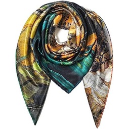 SHIROUYU 100% Pure Mulberry Silk Scarf 43 Large Square Lightweight Headscarf& ShawlWomen Hair Wraps-With Gift Packed
