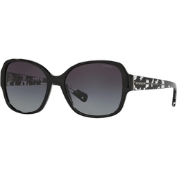 COACH Woman Sunglasses Black Frame, Grey Gradient Lenses, 58MM