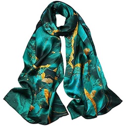 SUNMISILK 100% Mulberry Silk Scarfs for Women Floral Print Satin Long Scarf for Headscarf Hair Wraps Shawl with Gift Packed