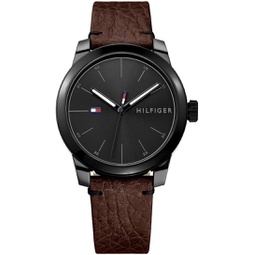 Tommy Hilfiger Mens Quartz Plastic and Leather Strap Casual Watch, Color: Brown (Model: 1791383)