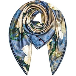 SHIROUYU 100% Pure Mulberry Silk Scarf 43 Large Square Lightweight Headscarf& ShawlWomen Hair Wraps-With Gift Packed
