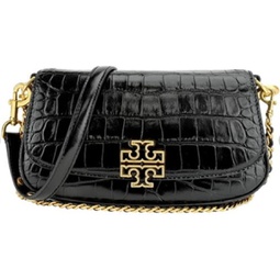 Tory Burch 141015 Britten Black With Gold Hardware Embossed Convertible Crossbody Womens Bag