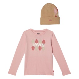 Levis Kids Long Sleeve Argyle Tee with Beanie (Toddler)