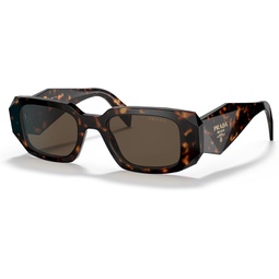 Prada PR 17WS 2AU8C1 Tortoise Plastic Rectangle Sunglasses Brown Lens