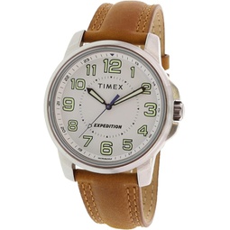 Timex Mens Expedition TW4B16400 Silver Leather Japanese Quartz Fashion Watch