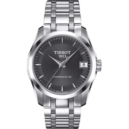 Tissot Womens Couturier 316L Stainless Steel case Swiss Automatic Watch, Grey, Stainless Steel, 18 (T0352071106100)