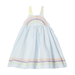 Stella McCartney Kids Linen Cotton Dress with Flower Line Embro (Toddler/Little Kids/Big Kids)