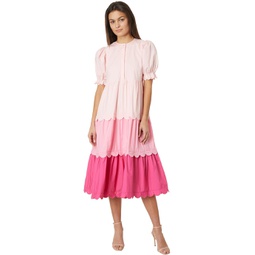 Womens English Factory Colorblock Scallop Dress