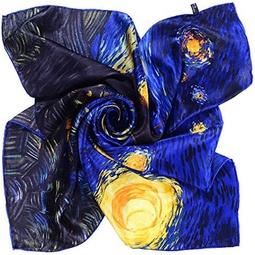 Salutto Women Square Scarf Silk Van Gogh Painted Scarves