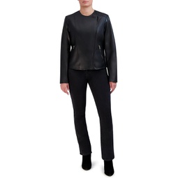 Womens Cole Haan Asymmetrical Leather Jacket