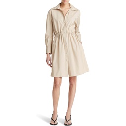 Womens Vince Drawcord Ruched Shirt Dress