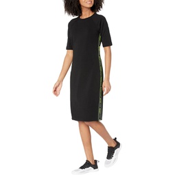 Womens DKNY Short Sleeve Bodycon Dress w/ Logo Taping