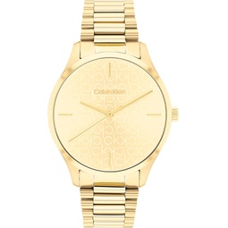 Calvin Klein UnisexQuartz Ionic Thin Gold Plated Steel Case and Link Bracelet Watch, Color: Gold Plated (Model: 25200221)
