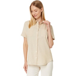 Womens Tommy Hilfiger Solid Linen Blend Camp Shirt