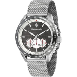 Maserati Mens TRAGUARDO Stainless Steel Quartz Stainless-Steel Strap, Silver, 22 Casual Watch (Model: R8873612008)