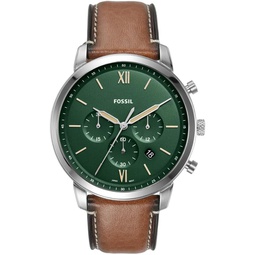 Fossil Mens Neutra Quartz Stainless Steel and Eco Leather Chronograph Watch, Color: Silver/Green, Brown (Model: FS5963)