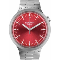Swatch Unisex Dress Red Stainless Steel Quartz Big Bold Irony Forest Scarlet Shimmer