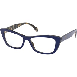 Prada PR 15XV Womens Eyeglasses Blu/Medium Havana 53