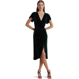 LAUREN Ralph Lauren Velvet Flutter-Sleeve Cocktail Dress