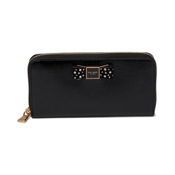 Kate Spade New York Morgan Bow Bedazzled Bow Patent Leather Zip Around Continental Wallet