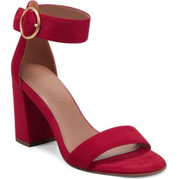 Aerosoles Womens Lawrence Heeled Sandal, Red Faux Suede, 9