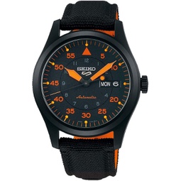 Seiko SRPH33 Mens Watch, 41-Hour Power Reserve, Stainless Steel Case, Black Nylon Strap, Blue and Orange Dial, Day/Date Display, 100m Water Resistant