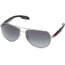 Prada Linea Rossa Lifestyle PS 53PS 1BC5W1 Steel Metal Aviator Sunglasses Grey Gradient Polarized Lens