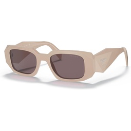 Prada PR 17WS VYJ6X1 Powder Plastic Rectangle Sunglasses Brown Lens