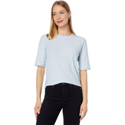 Vince Striped Relaxed Elbow Sleeve Crew