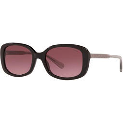 Coach Woman Sunglasses Black Frame, Pink Gradient Dark Violet Lenses, 53MM