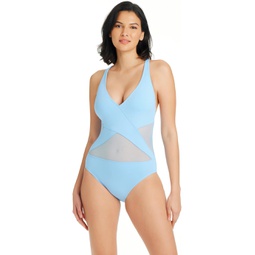 Womens Bleu Rod Beattie Don't Mesh With Me V-Neck One-Piece