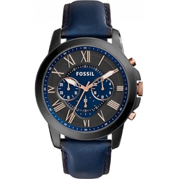 Fossil Grant Mens Watch with Chronograph Display and Genuine Leather or Stainless Steel Band