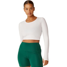 Womens Beyond Yoga Performance Knit Resilient Cropped Pullover